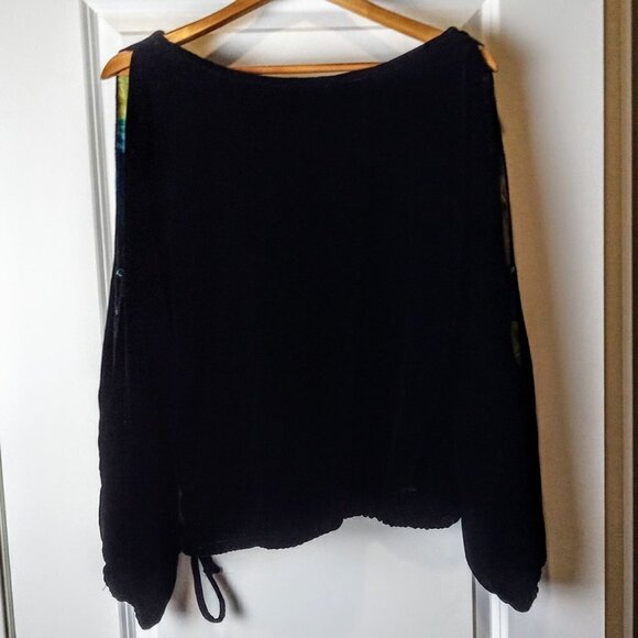 Saffron by JP Black Silk Velvet Cold Shoulder Top - Picture 2 of 10